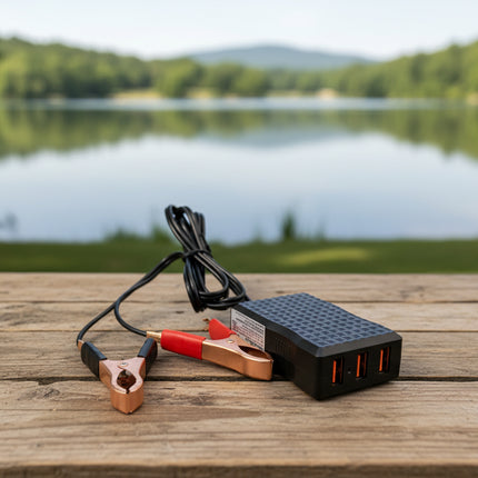 Universalus 12V-24V Akumuliatorinis Įkroviklis su 3 USB Jungtimis