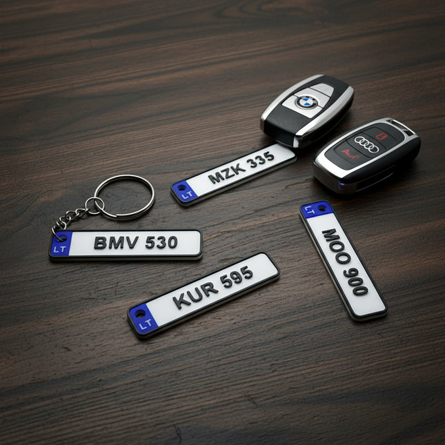 Individualūs raktų pakabukai – mini numeriai pagal užsakymą