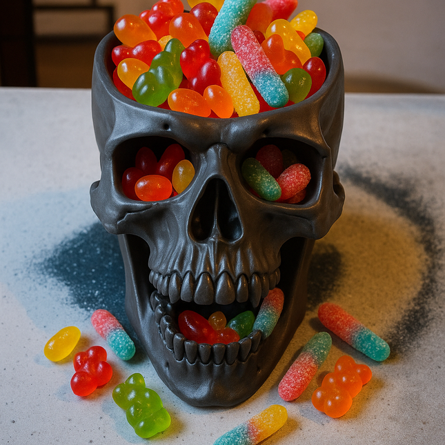 Kaukolės saldainių dubuo Helovynui