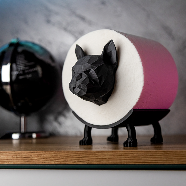 Prancūzų buldogas – tualetinio popieriaus laikiklis