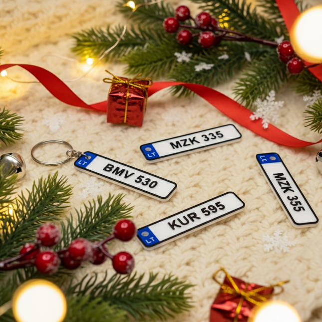 Individualūs raktų pakabukai – mini numeriai pagal užsakymą