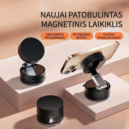 Išmanusis Vakuuminis ir Magnetinis Telefono Laikiklis