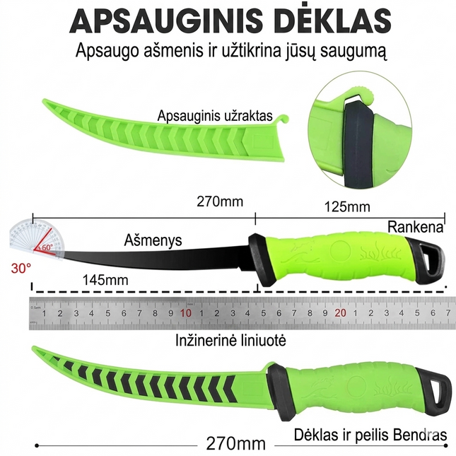 Profesionalus Filė peilis su apsauginiu dėklu – Tikslumas kiekvienam pjūviui