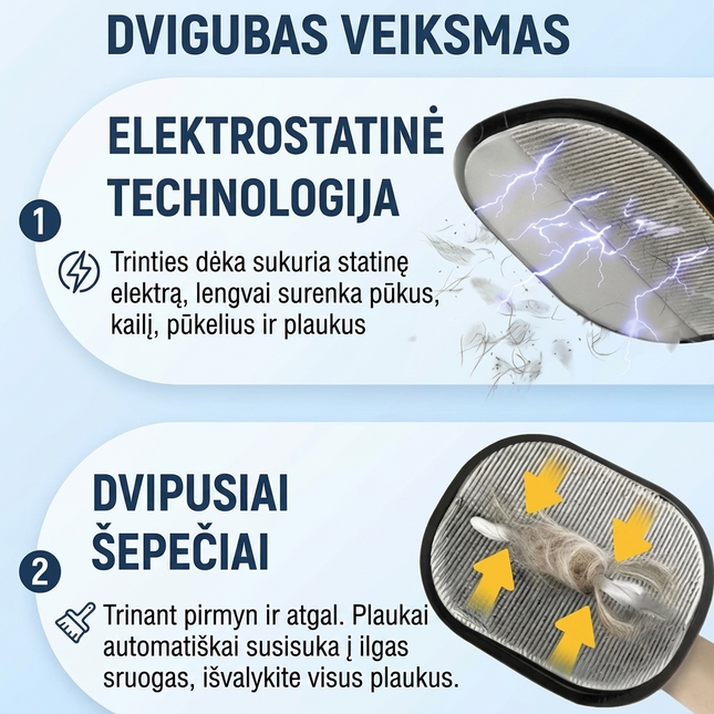 Daugkartinis gyvūnų plaukų ir pūkų surinkėjas (Pirštinė)