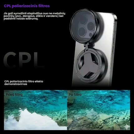 Universalus Magnetinis CPL Poliarizacinis Filtras Telefonui (52mm)