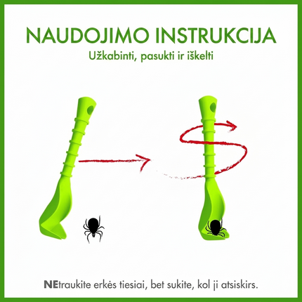 Saugus erkių ištraukimo įrankis