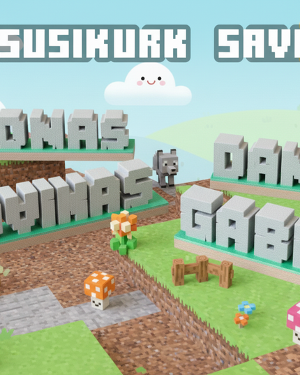 Individuali „Minecraft“ Vardo Lentelė – Tavo Vardo Blokelis