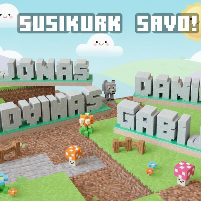 Individuali „Minecraft“ Vardo Lentelė – Tavo Vardo Blokelis