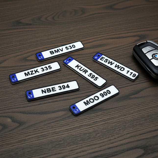 Individualūs raktų pakabukai – mini numeriai pagal užsakymą