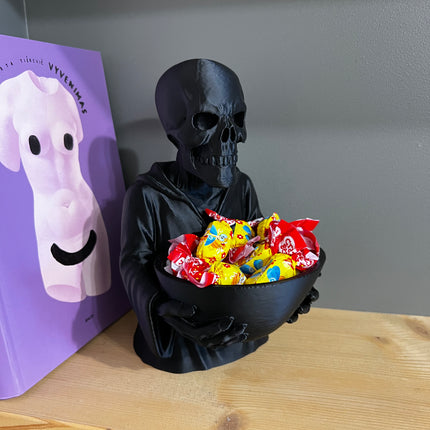 Helovyninis saldainių dubuo „Skeletas su dubeniu“