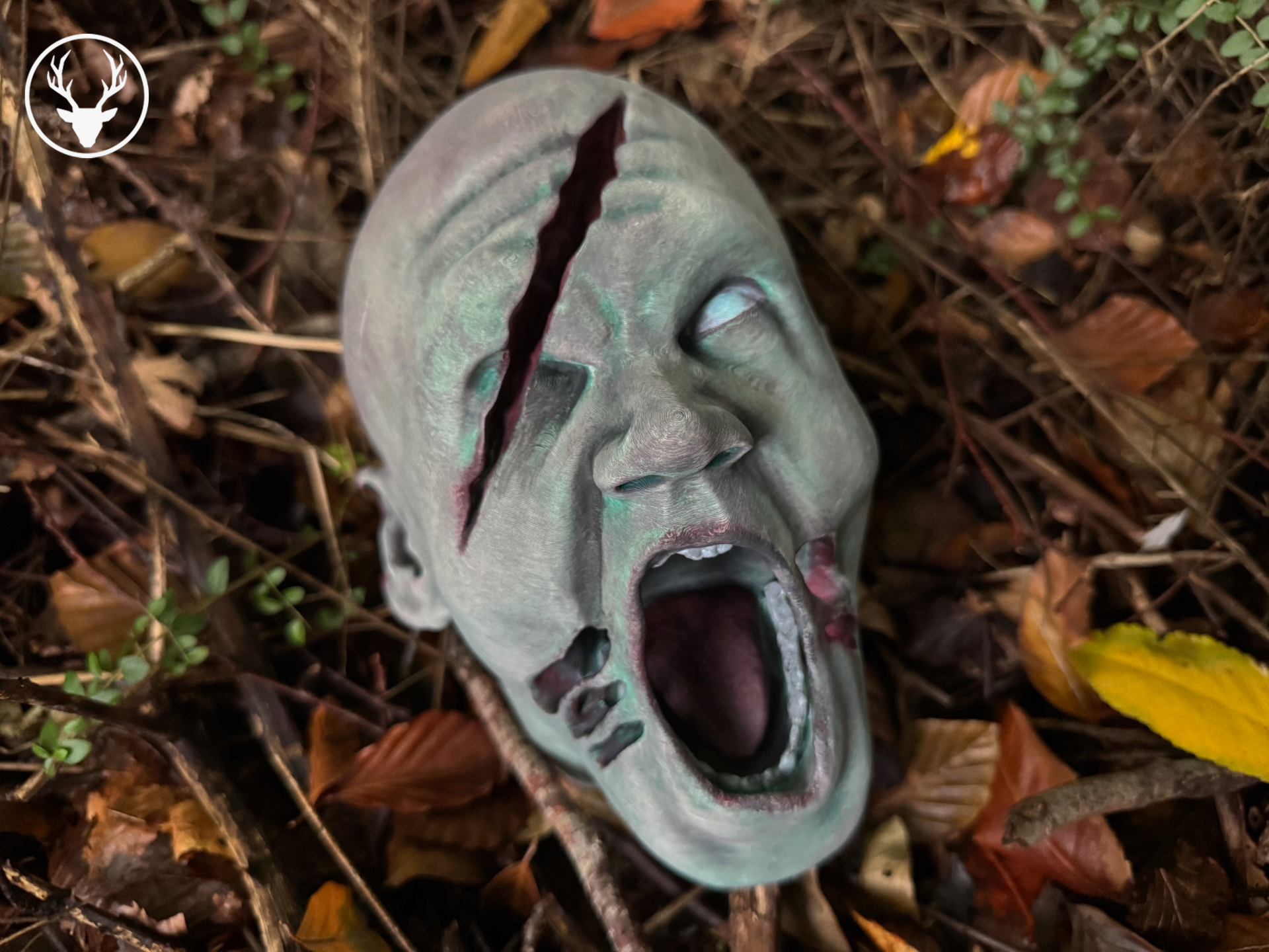 XL zombio galva dekoracijai Helovynui