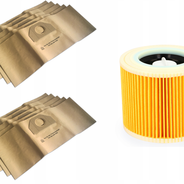 10 vnt. dulkių maišelių + vidinis filtras KARCHER WD 3 / 200 / MV 3