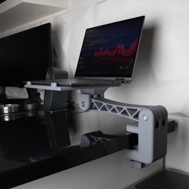 Reguliuojamas Ergonominis Nešiojamojo Kompiuterio Laikiklis  – Tvirtinamas prie Stalo